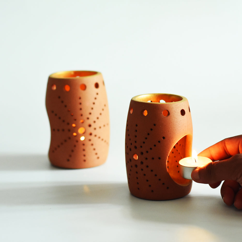 Handcrafted Terracotta "Bud" Candle Pod (Set Of 2)