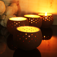 Handcrafted Terracotta Dome Christmas Tealight Holders (Set of 4)