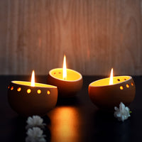  Terracotta Candle Pod Set 