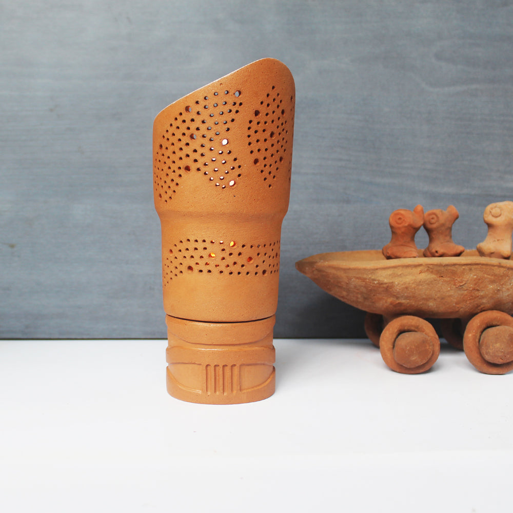 Handcrafted Terracotta "Lily" Tea Light Holder (Set Of 2)