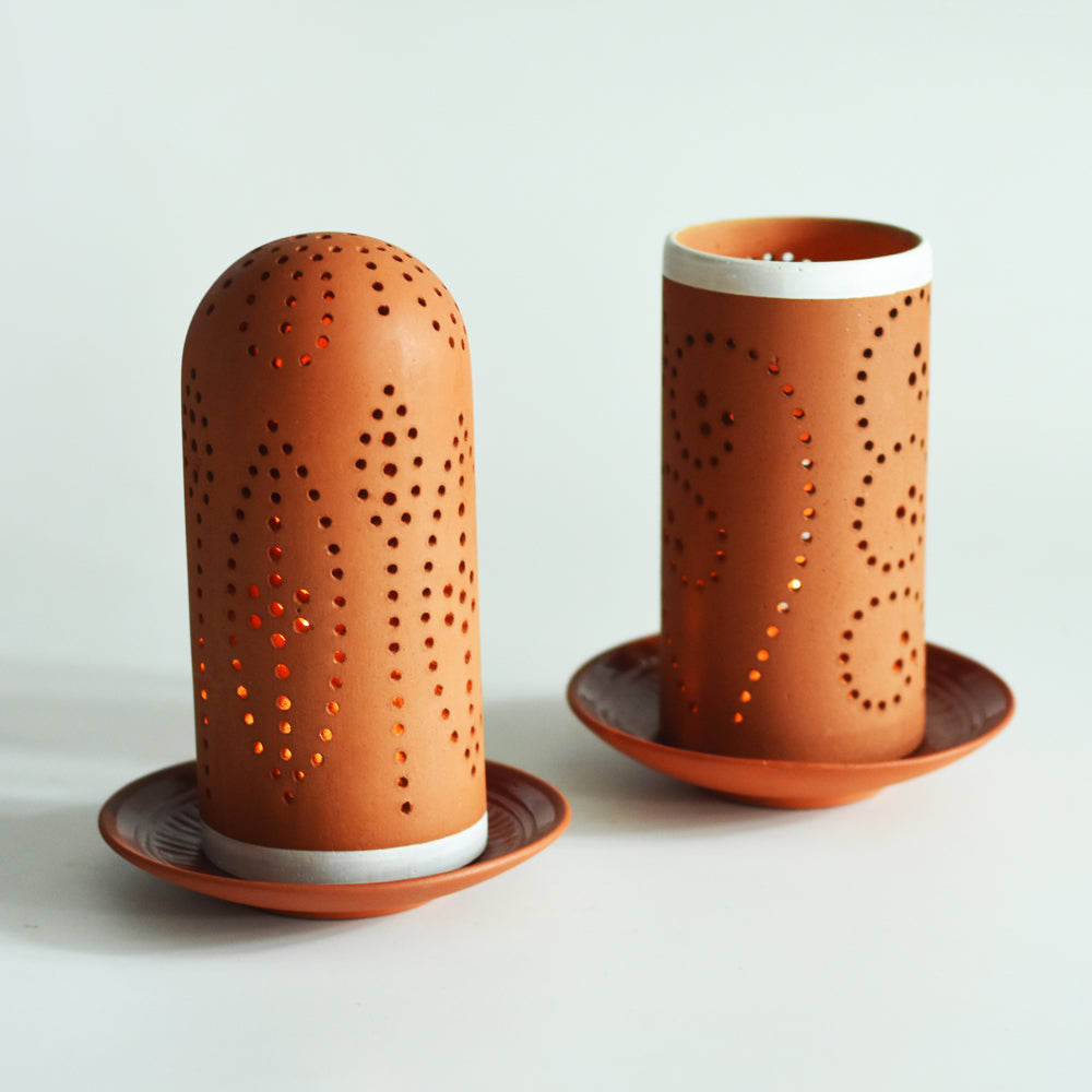 Handcrafted Terracotta "Straw 0.5" Tea Light Holder