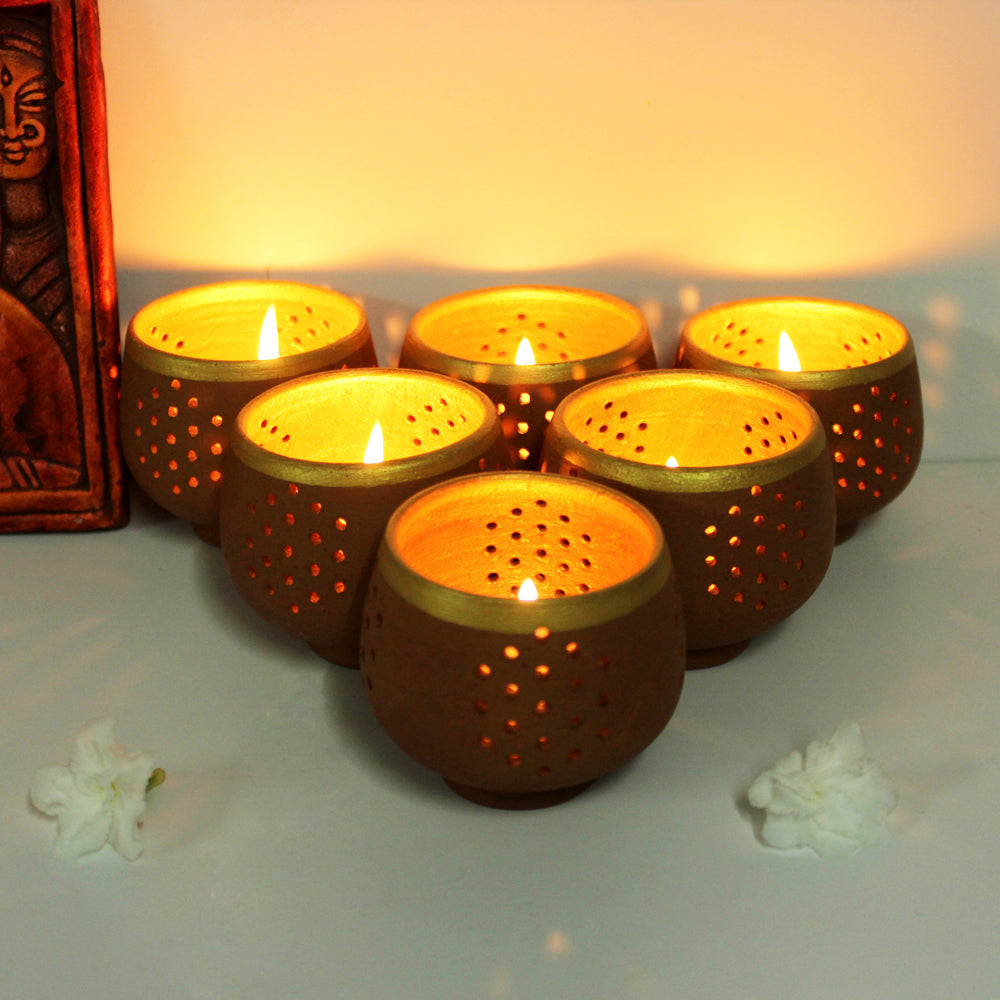 terracotta tealight holder