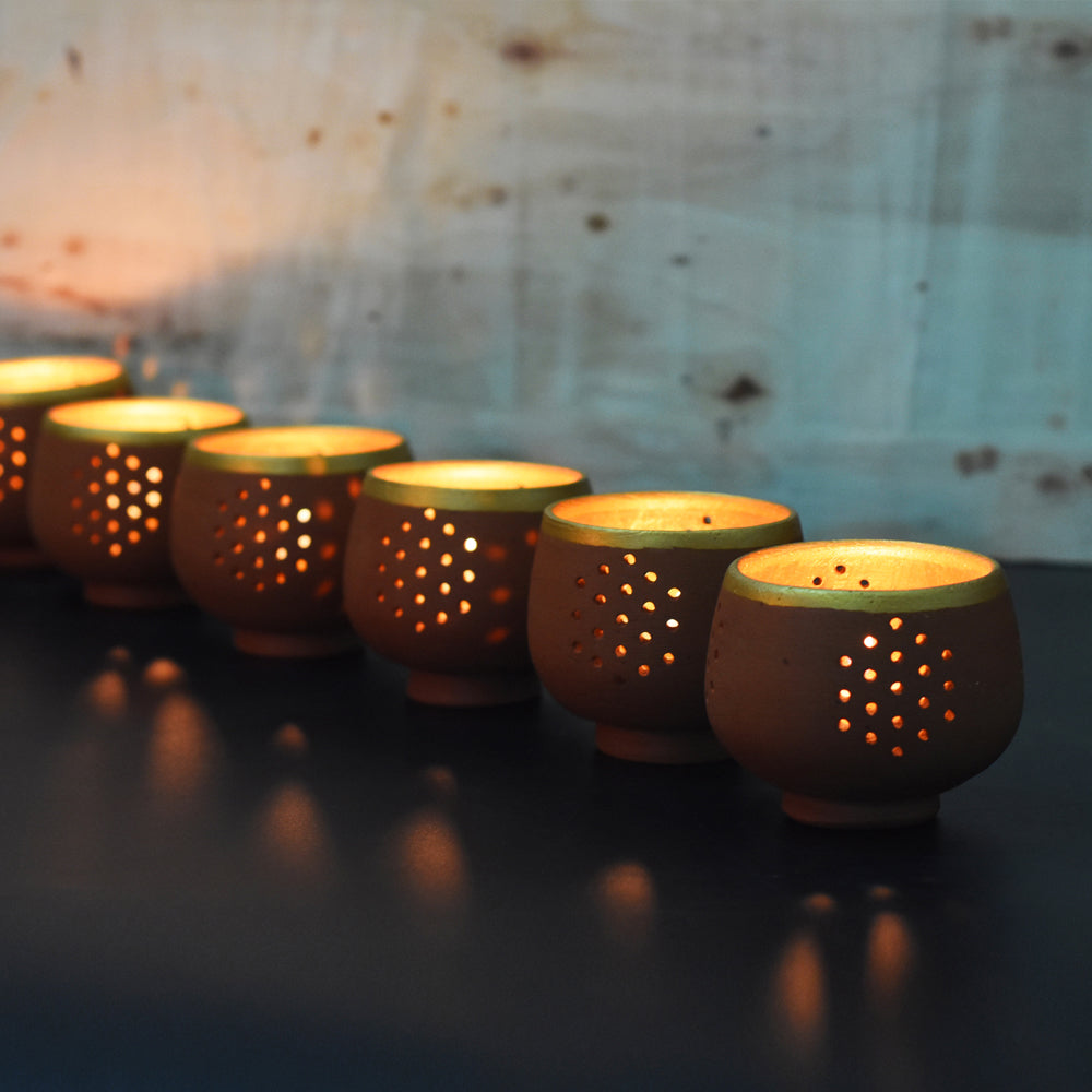 terracotta tealight holder