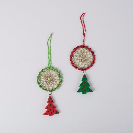 Samoolam Handmade Christmas Tree Decorations ~ Dreamcatcher Tree (Set of 2)