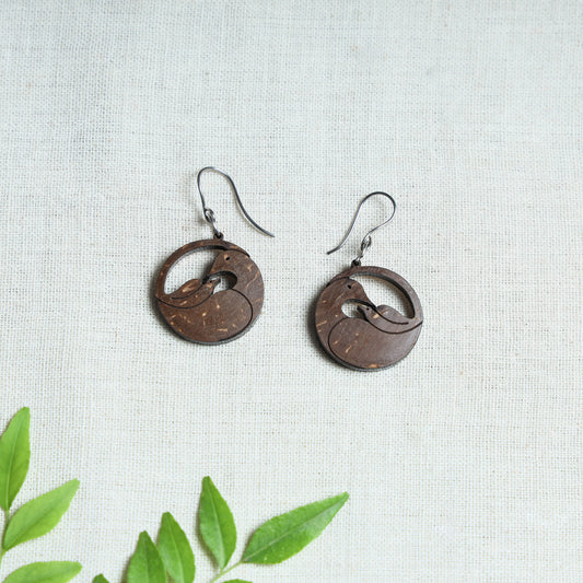 Hand Carved Coconut Wood Earrings