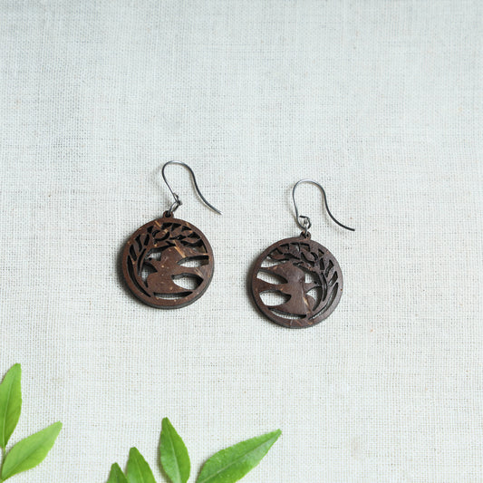 Hand Carved Coconut Wood Earrings