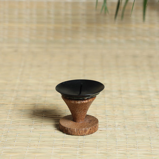 Hand Carved Coconut Wood Kuja Candle Stand