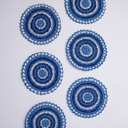 Samoolam Handmade Crochet Table Coasters (Blue ~ Set of 6)