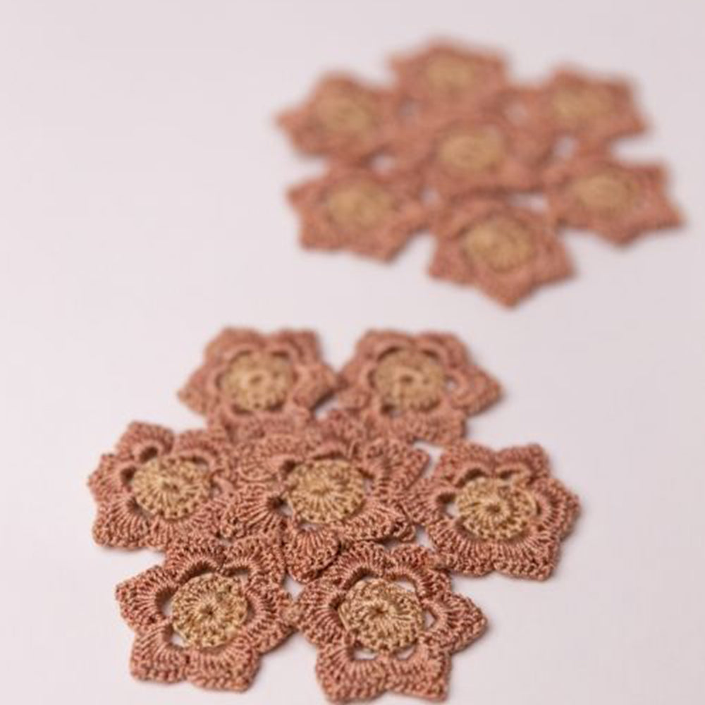 Samoolam Handmade Crochet Ziba Floral Coasters (Rust Beige ~ Set of 6)