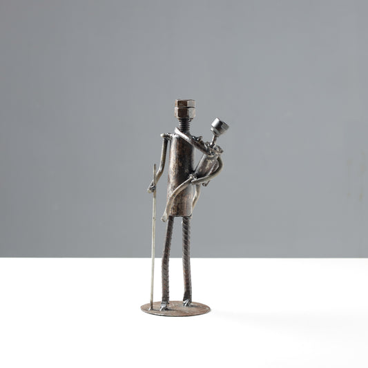 Mother with Child - Handmade Recycled Metal Sculpture by Debabrata Ruidas