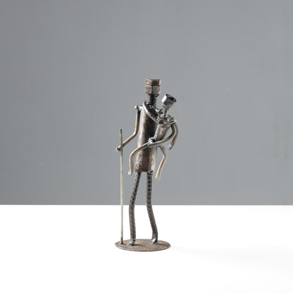 Mother with Child - Handmade Recycled Metal Sculpture by Debabrata Ruidas