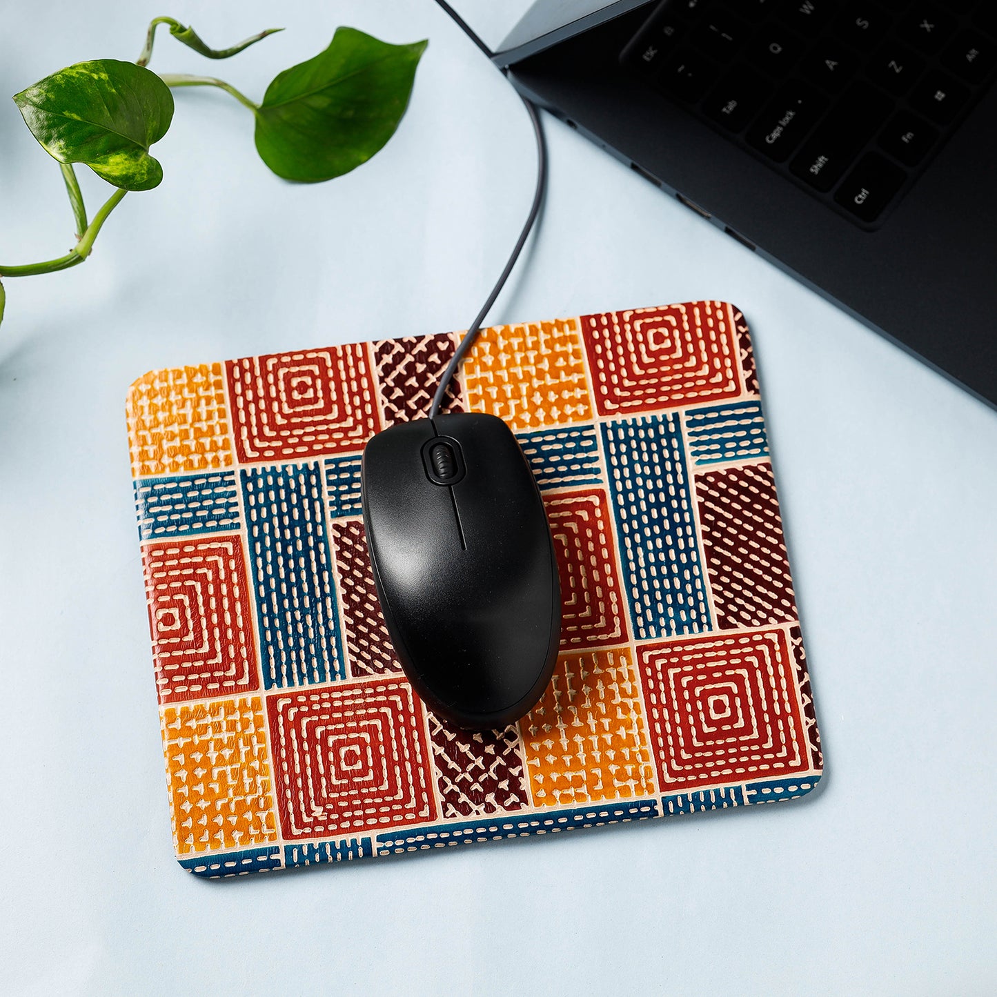 Handcrafted Embossed Leather Mouse Pad