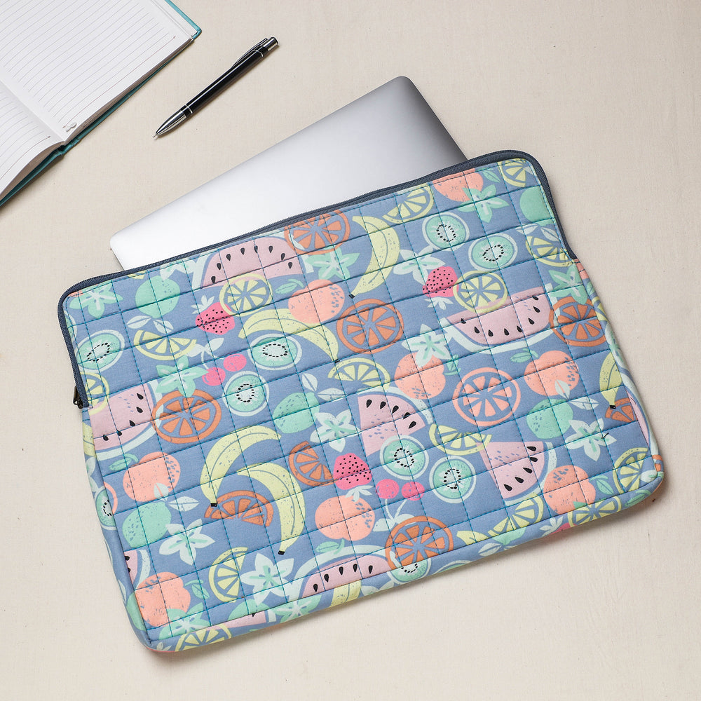 block print quilted laptop sleeve