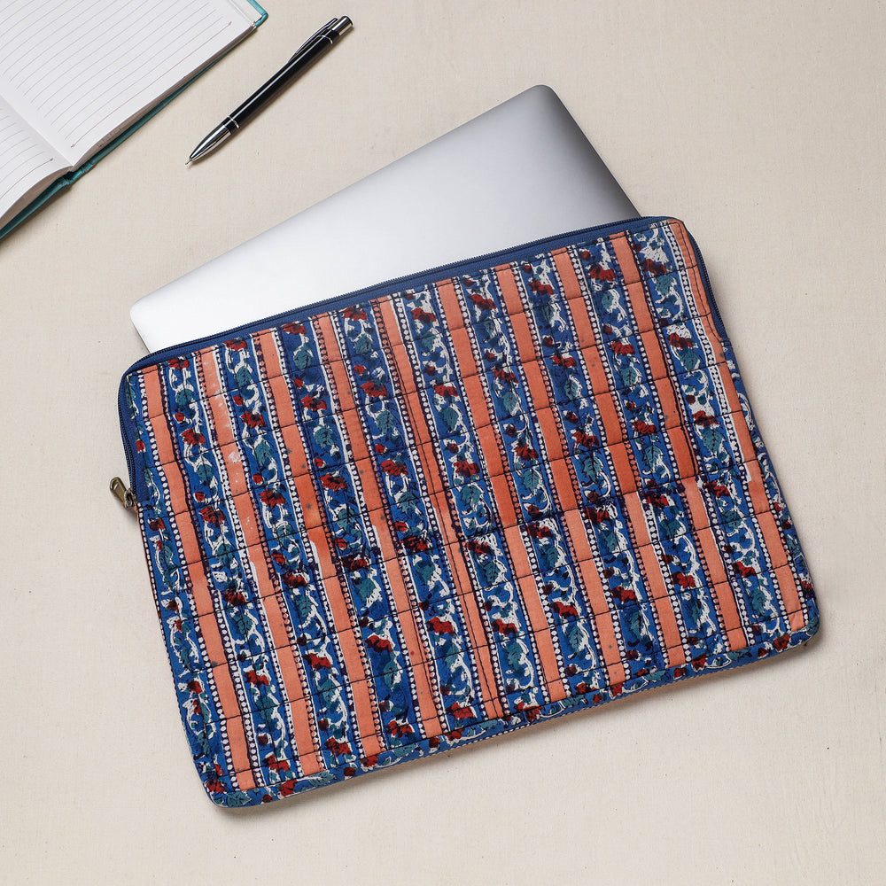 block print quilted laptop sleeve