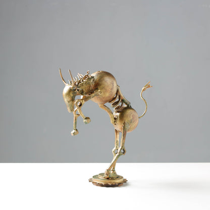 Jumping Bull - Handmade Recycled Metal Sculpture by Debabrata Ruidas