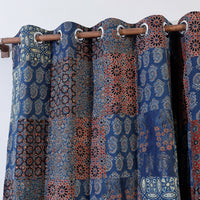 Blue - Ajrakh Block Printing Patchwork Cotton Door Curtain (7 x 3 Feet)