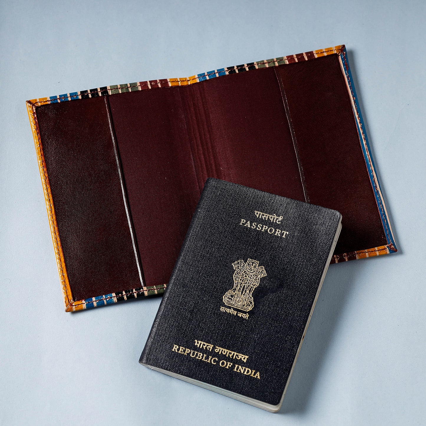 Handcrafted Embossed Leather Passport Cover