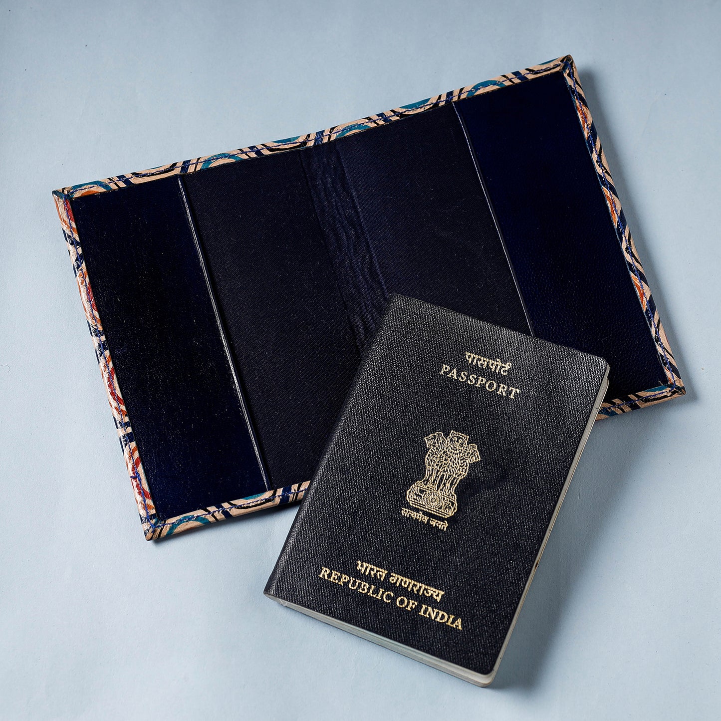 Handcrafted Embossed Leather Passport Cover