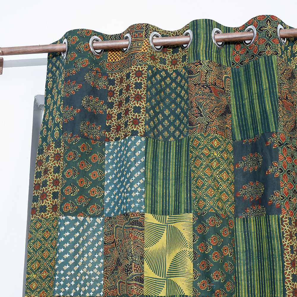 ajrakh patchwork window curtain