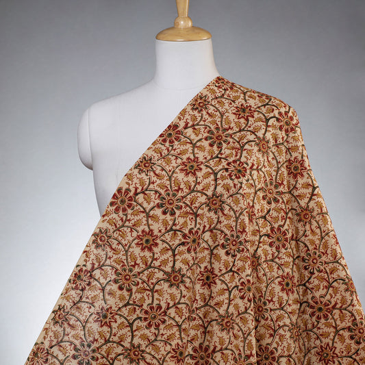 Brown - Pedana Kalamkari Block Printed Cotton Fabric