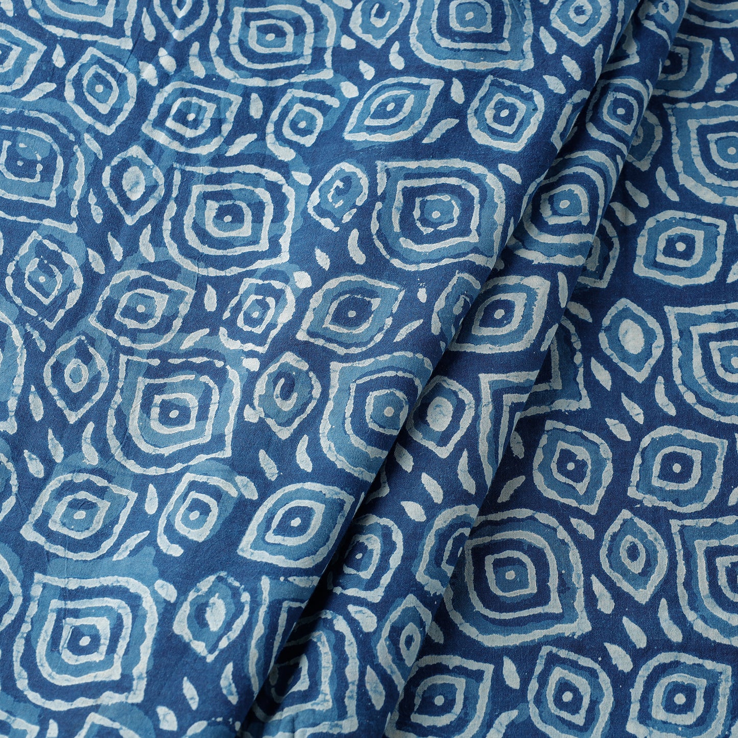 Blue - Indigo Block Printing Natural Dyed Cotton Fabric