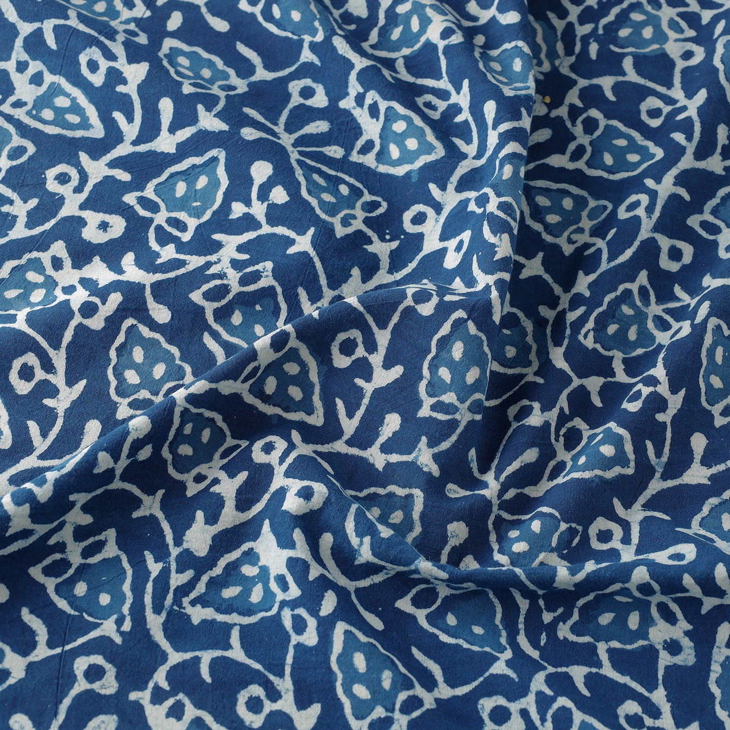 Blue - Indigo Block Printing Natural Dyed Cotton Fabric