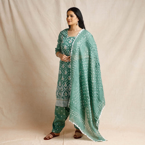 Bandhani Kurta with Salwar & Dupatta Set
