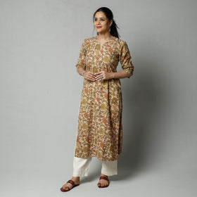 Beige - Kalamkari Printed Cotton Kurta