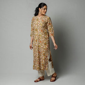 Beige - Kalamkari Printed Cotton Kurta