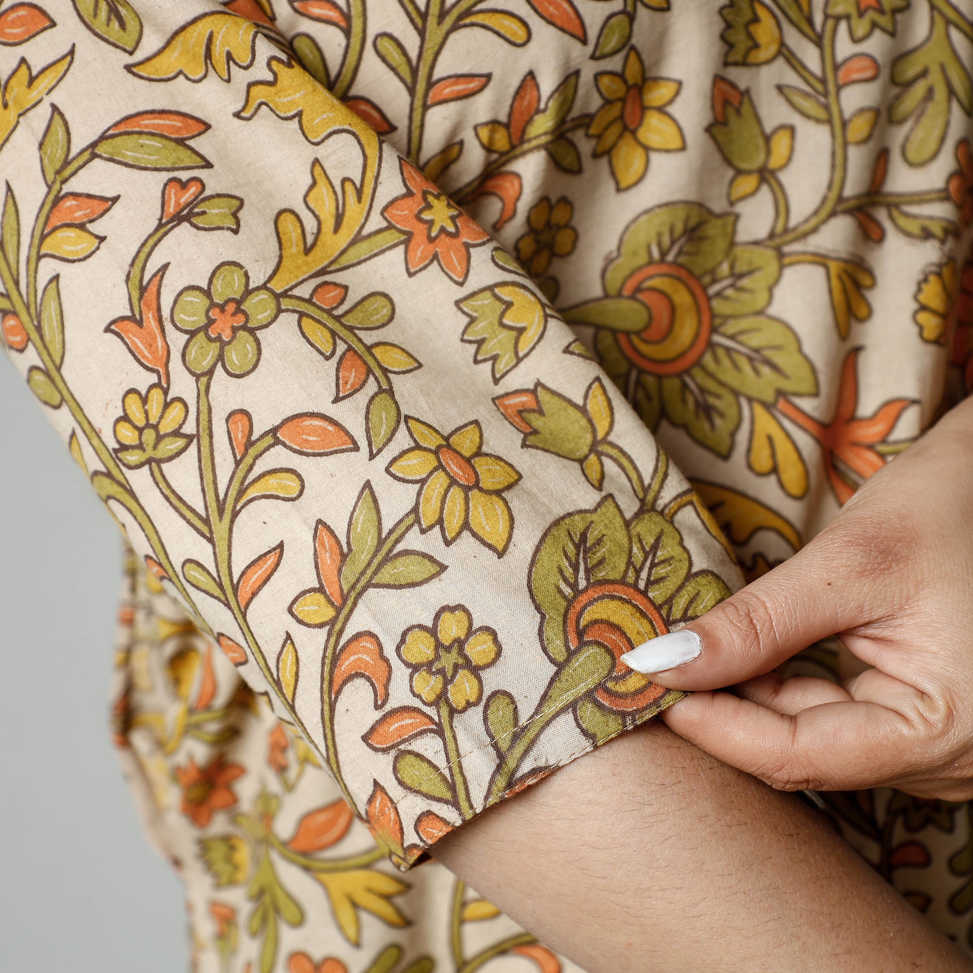 Beige - Kalamkari Printed Cotton Kurta