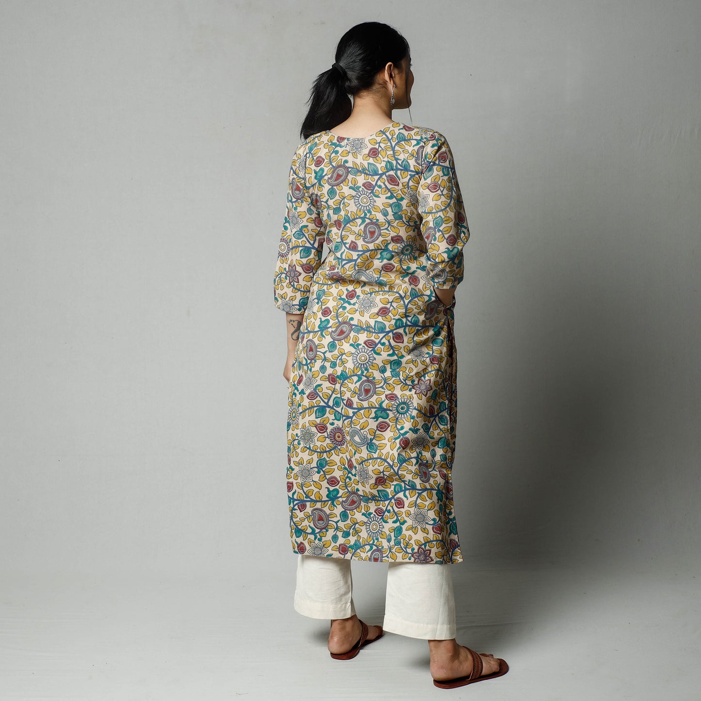 Beige - Kalamkari Printed Cotton Kurta