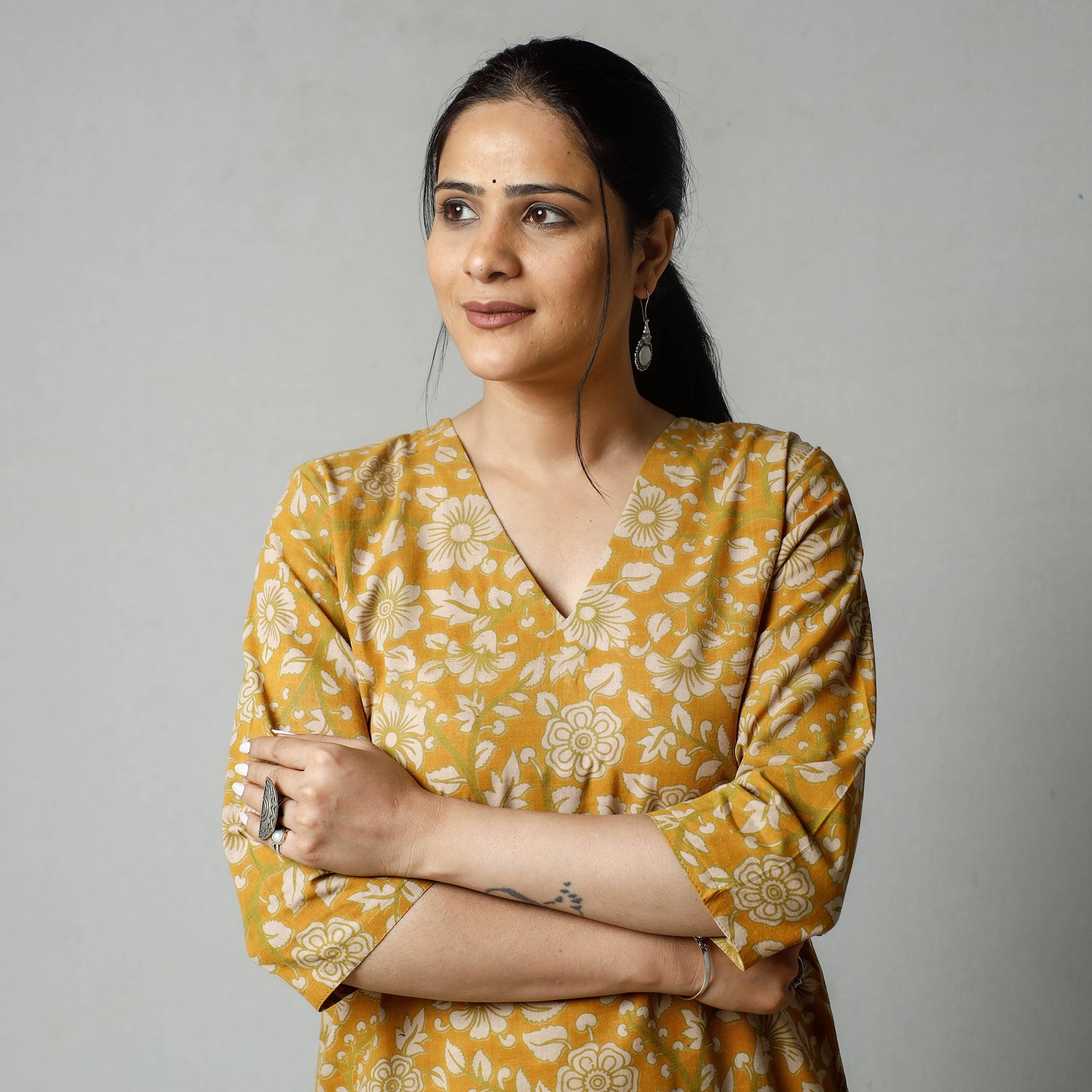 Yellow - Kalamkari Printed Cotton Kurta