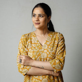 Yellow - Kalamkari Printed Cotton Kurta