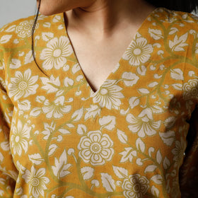 Yellow - Kalamkari Printed Cotton Kurta