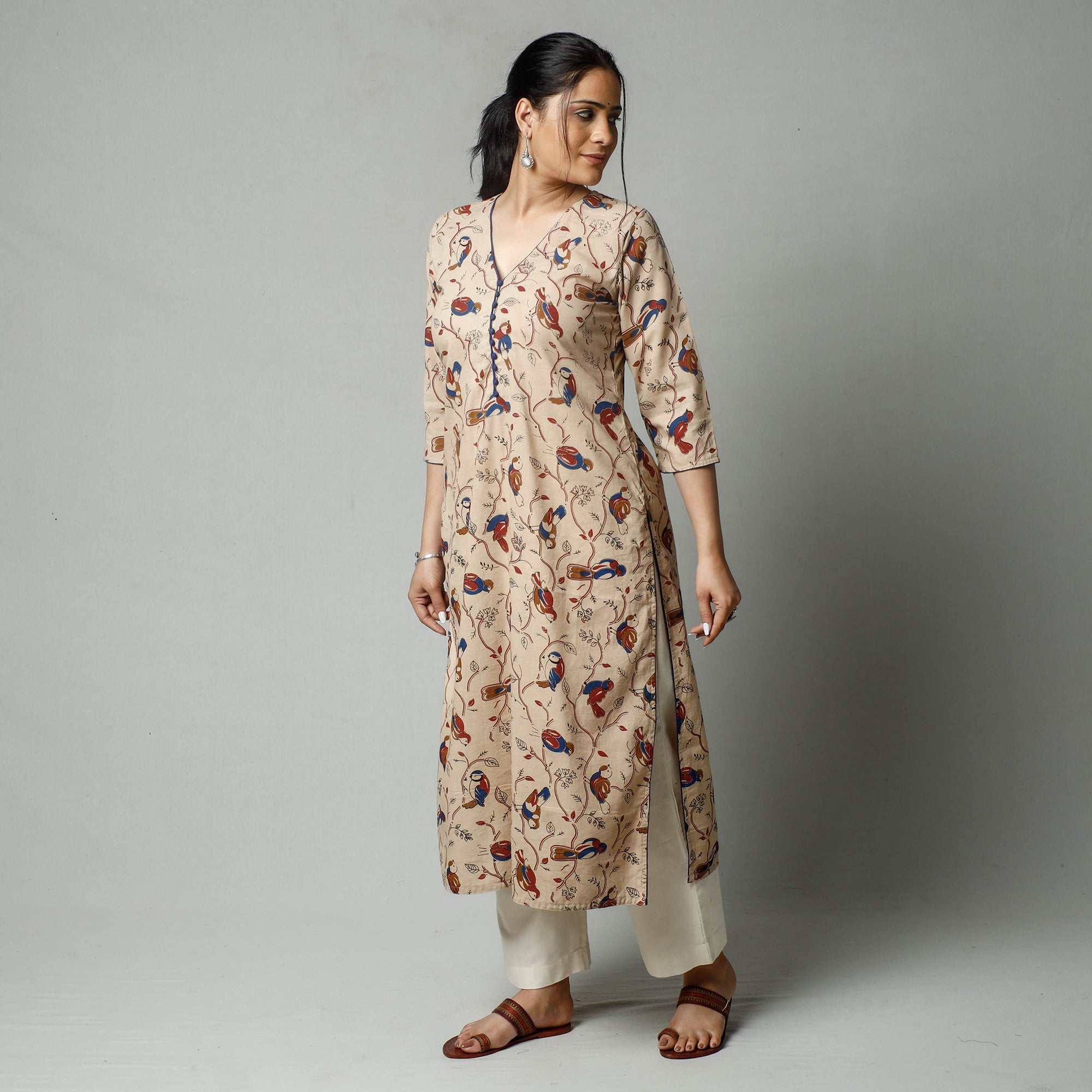 Buy Kalamkari Printed Cotton Kurta For Women