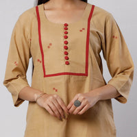 Beige Jamdani Handloom Cotton Short Kurta