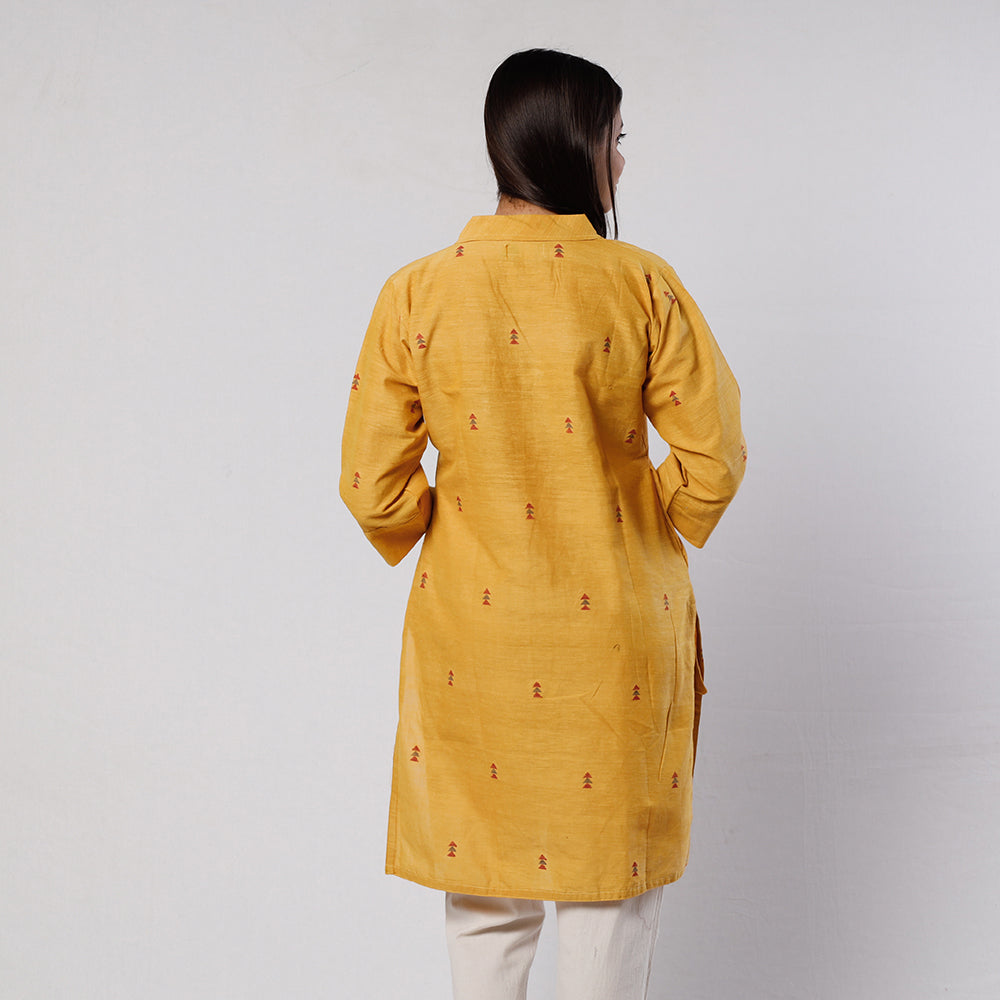 Yellow Jamdani Handloom Cotton Short Kurta