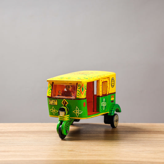 Auto Rickshaw - Banaras Handpainted Wooden Toy / Home Decor Item
