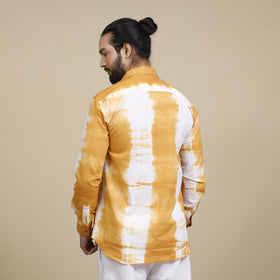 Yellow - Shibori Tie-Dye Cotton Men Full Sleeve Shirt