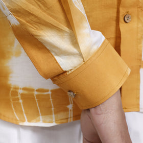 Yellow - Shibori Tie-Dye Cotton Men Full Sleeve Shirt