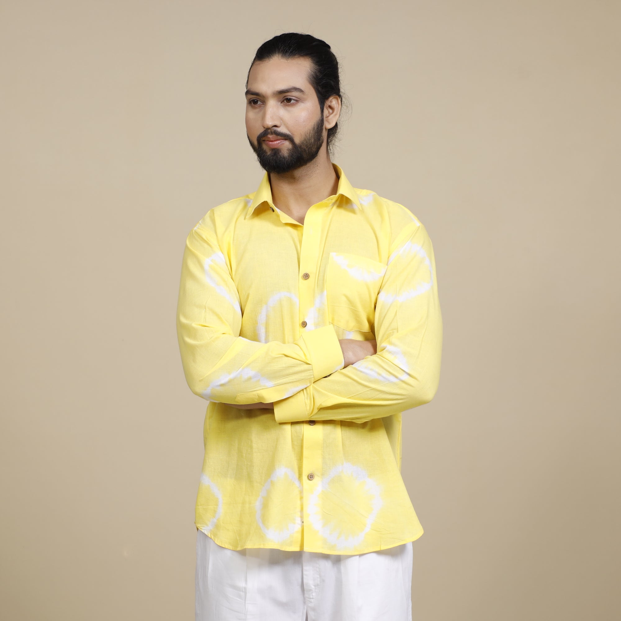 Buy Shibori Tie-Dye Cotton Men Full Sleeve Shirt Online at iTokri.com
