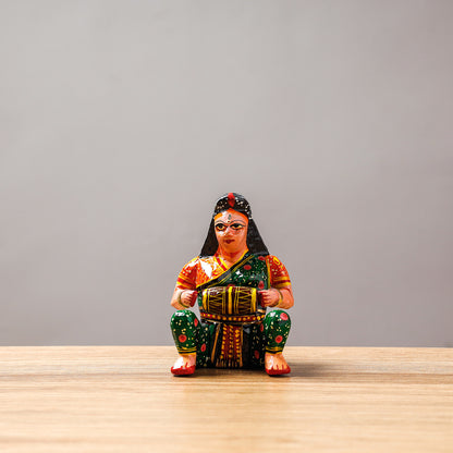 Musician (Female) - Banaras Handpainted Wooden Toy / Home Decor Item