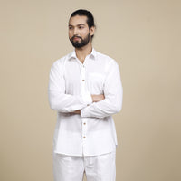 White - Plain Cotton Men Full Sleeve Shirt