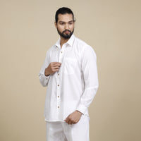 White - Plain Cotton Men Full Sleeve Shirt