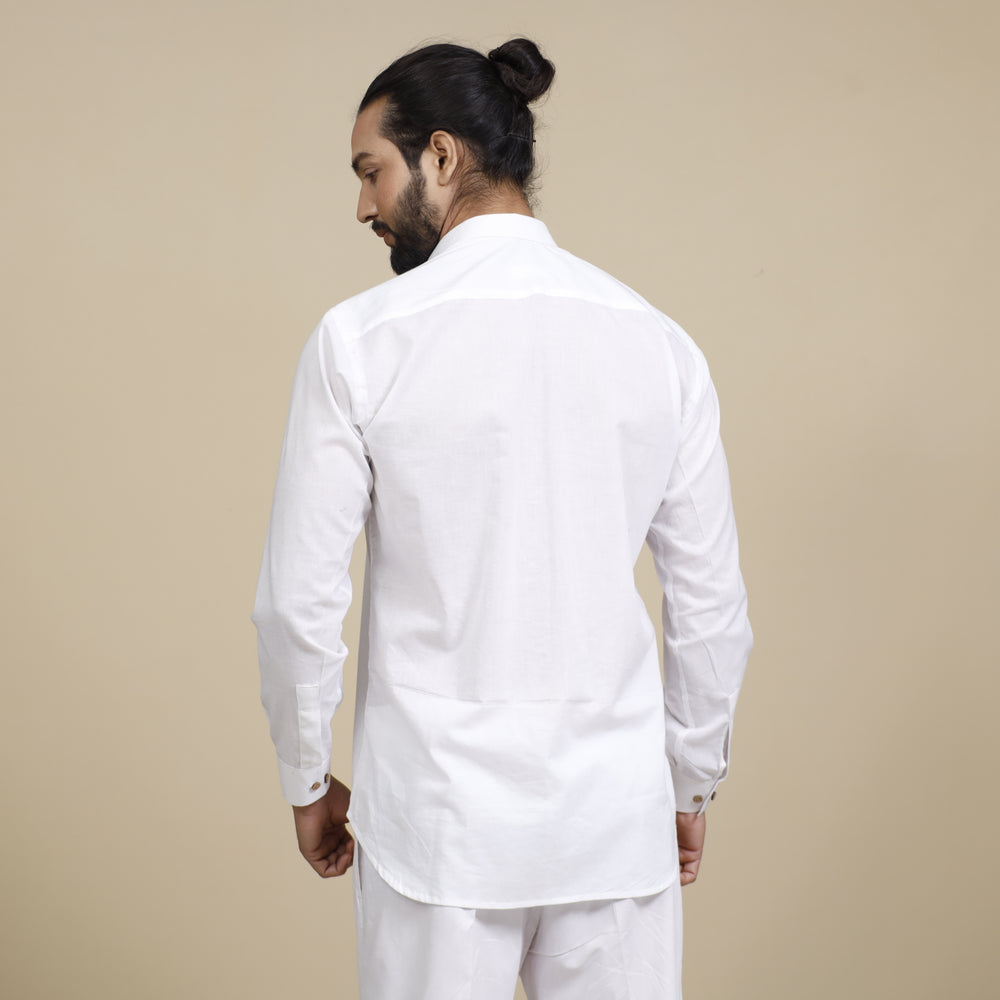 White - Plain Cotton Men Full Sleeve Shirt