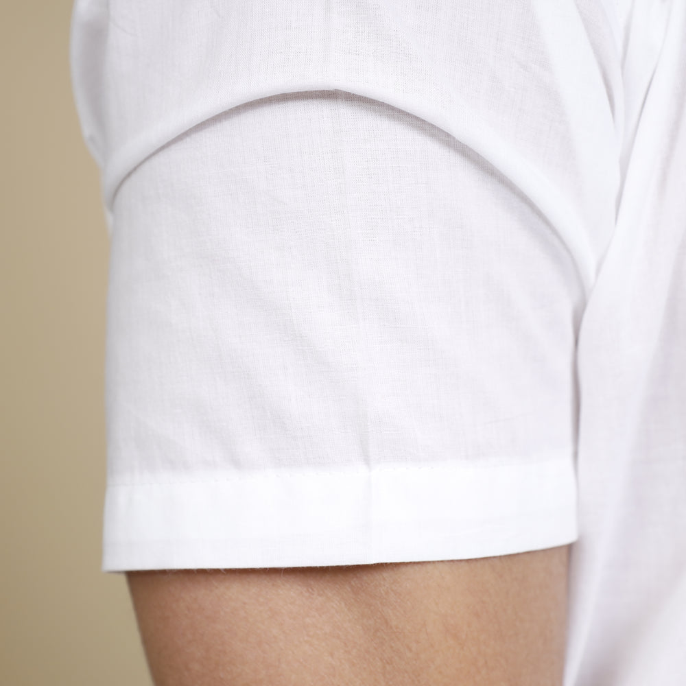 White - Plain Cotton Men Half Sleeve Shirt