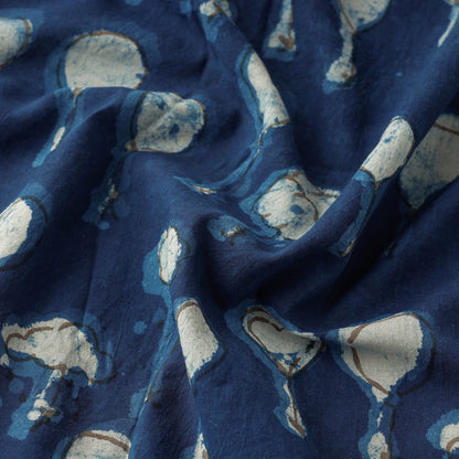 Blue - Bindaas Hand Block Printing Natural Dyed Cotton Fabric