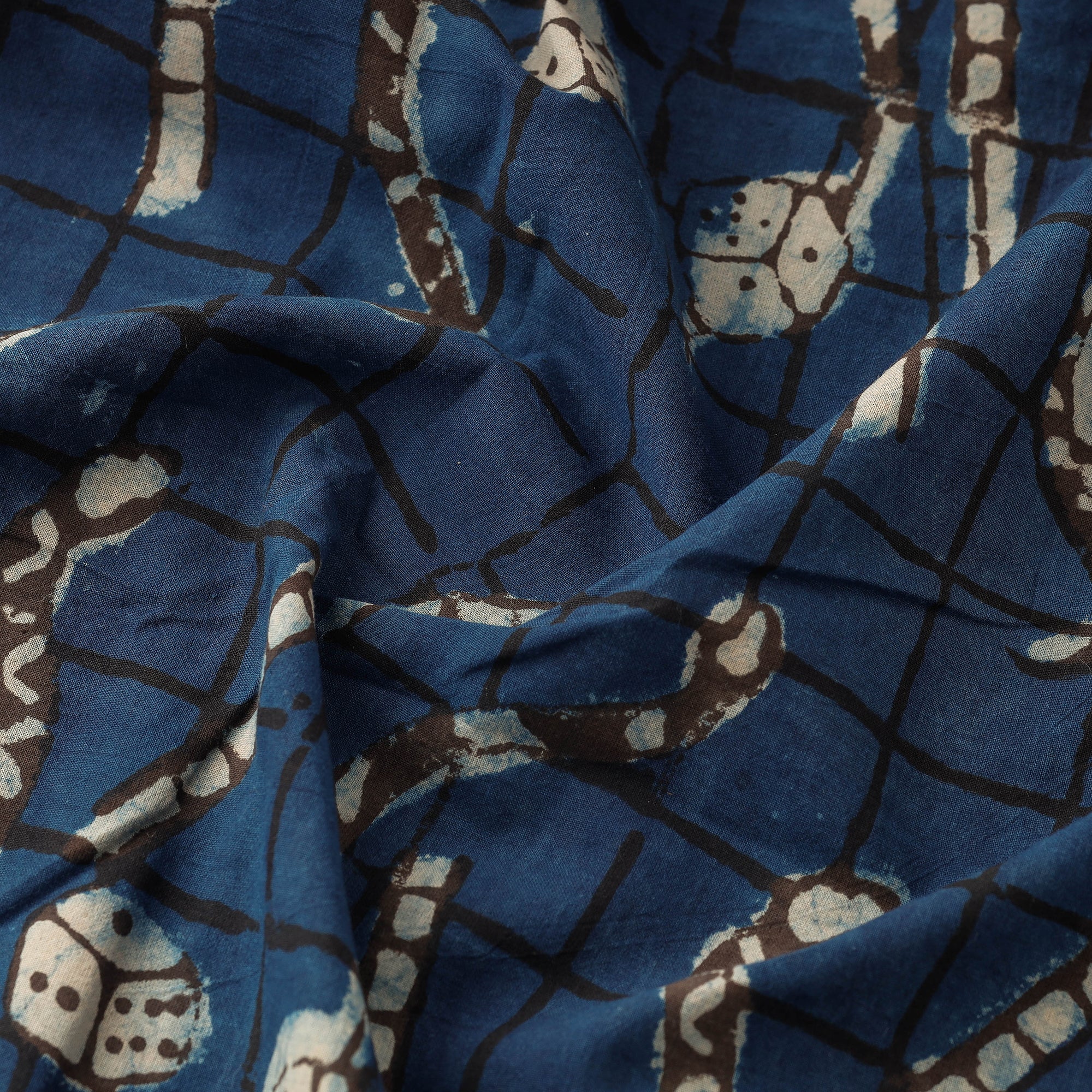 Blue Bindaas Block Printed Cotton Natural Dyed Fabric