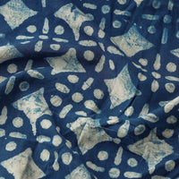 Blue - Bindaas Block Printed Natural Dyed Cotton Fabric