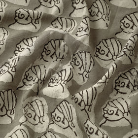 Grey - Natural Dyed Hand Block Printed Pure Cotton Fabric by Bindaas Unlimited!